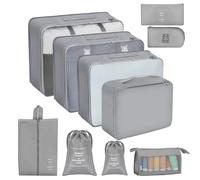 AiQInu Koffer Organizer Set, 10 Teilige Packing Cubes Kleidertaschen Schuhbeutel Kosmetik, Packwürfel Ordnungssystem Koffer für Urlaub und Reisen