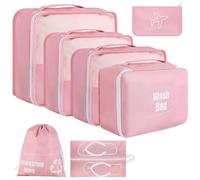 AiQInu Koffer Organizer Set 7-teilige Wasserfester Packwürfel Kofferorganizer Packtaschen Set Packing Cubes Schuhbeutel Kleidertaschen für Koffer