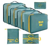 AiQInu Koffer Organizer Set 7-teilige Wasserfester Packwürfel Kofferorganizer Packtaschen Set Packing Cubes Schuhbeutel Kleidertaschen für Koffer