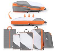 AiQInu Packing Cubes Compression, 5 Stück Packtaschen Kompression Koffer Organizer Set mit Wäschebeutel und Schuhbeutel Ultraleicht, Erweiterbar, Reisepack Organizer für Handgepäck