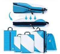 AiQInu Packing Cubes Compression, 5 Stück Packtaschen Kompression Koffer Organizer Set mit Wäschebeutel und Schuhbeutel Ultraleicht, Erweiterbar, Reisepack Organizer für Handgepäck