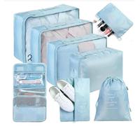 AiQInu Packing Cubes Koffer Organizer Set, 8-teilige Packwürfel für Reiseorganizer mit Schuhbeutel und Kleidertaschen, ultraleichtes Gepäck-Organisationssystem für Urlaub und Businessreisen