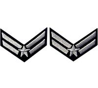Air Force Flieger Chevron Rank Fashion Dekorative Emblem Besticktes Eisen Auf Nähen Auf Patch, Silber, 2 Stk
