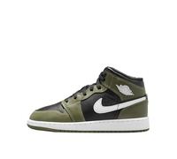 Air Jordan 1 Mid Big Kinderschuhe, Schwarz/Medium Olive/Weiß, 6.5 Big Kid