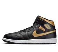 Air Jordan 1 Mid Herrenschuhe (DQ8426-071, Schwarz/Weiß/Metallic-Gold), Schwarz/Metallic Goldweiß, 44.5 EU