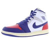 Air Jordan 1 Mid Herrenschuhe (White/University Red/Neutral Grey/Deep Royal Blue), Weiß/Universitätsrot/Neutralgrau/Tiefkönigsblau, 47 EU