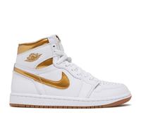 Nike Damen 1 Retro High Og Sneaker, White/Metallic Gold/Gum Light Brown, 42.5 EU