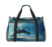 Aircraft Fighter Jets Handheld Crossbody Reisetasche Weekender Bag Carry Travel Bag Duffle Bag Gym Bag für Männer Frauen, Schwarz , Einheitsgröße