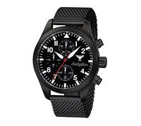 Airleader Black Steel Chronograph KHS.AIRBSC.MB Edelstahl IP-beschichtet schwarz, Meshband, KHS Tactical Watch, Einsatzuhr, Fliegeruhr