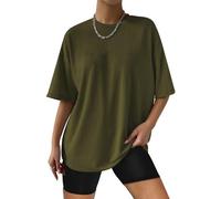 AirMood Damen Oversized Loose Fit T Shirts Tops Sommer Kurzarm Oversize Tee T-Shirt, grün, XXL