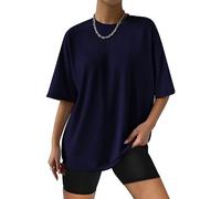 AirMood Damen Oversized Loose Fit T Shirts Tops Sommer Kurzarm Oversize Tee T-Shirt, Marineblau, XX-Large