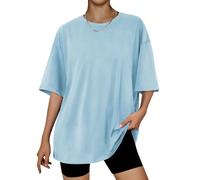 AirMood Damen-T-Shirt, übergroß, lockere Passform, Sommer, kurzärmelig, Oversize-T-Shirt, himmelblau, S