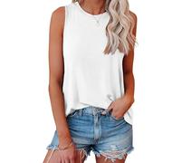 AirMood Lässiges Damen-Tank-Top, lockere Passform, Sommer, ärmellos, Camisole, weiß, XXL