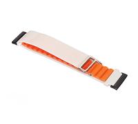 Airshi Weiches Gewebtes Uhrenarmband, Verstellbar, Elegant, Stilvoll, Atmungsaktiv, Ersatz-Stretch-Nylon-Uhrenarmband für Männer und Frauen Zum Wandern (Weiß und Orange)