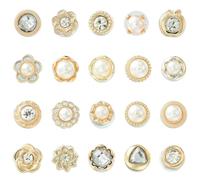 Airssory 100 Stück 20 Stile Imitation Perlen Brosche Pins Mini Blume Brosche Knöpfe mit Strass Revers Abzeichen Pins für Frauen Hochzeit Party Kleidung Kleid, Zink