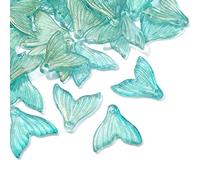 Airssory 100 Stück Meerjungfrau Fisch Wal Schwanz Glas Kristall Fischschwanz Form Charm Marine Life Ocean Thema Anhänger mit Glitzerpulver für Schmuckherstellung - 19 x 19,5 mm