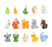 Airssory 30 Stück Anhänger in 15 Stilen, 3D undurchsichtige niedliche Tier-Resin-Charms, Zoo-Thema, Fuchs, Ente, Kaninchen, Schwein, Koala, Kunststoff-Charms für DIY Schmuckbasteln, Schlüsselanhänger