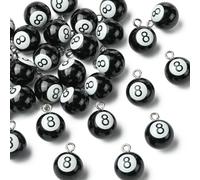 Airssory 30 Stück schwarze Billard-Harz-Charms, 3D-Billard-Sportbälle, digitale Zahlen-Bewertungsanhänger für DIY-Schmuck, Armband, Halskette, Ohrringe, Tasche, Schlüsselanhänger, Handy-Dekoration