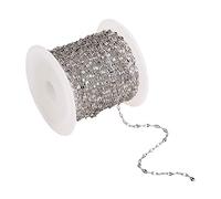 Airssory 5 Meter lange Gliederkette aus Edelstahl, gelötet, mit Spule für Perlenanhänger, Bettelarmbänder, Halsketten, Schmuckherstellung, 3,5 x 1,5 mm