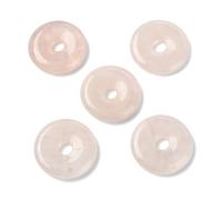 Airssory 5 Stück 30 mm natürlicher Rosenquarz-Edelstein, Donut-Charms, rosa Scheibe, Kreis, Rondelle, Stein-Anhänger für DIY-Schmuck, Armband, Halskette, Ohrringe, Tasche, Schlüsselanhänger