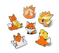 Airssory 6 Stück 6 Stile Schöne Fuchs Emaille Legierung Broschen Herbst Tier Abzeichen Anstecknadeln für Thanksgiving DIY Kleidung Rucksack Hüte Jacken Handwerk