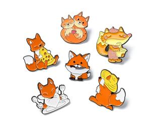 Airssory 6 Stück 6 Stile Schöne Fuchs Emaille Legierung Broschen Herbst Tier Abzeichen Anstecknadeln für Thanksgiving DIY Kleidung Rucksack Hüte Jacken Handwerk