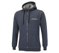 Airtracks Crew Team Pro Winter Sweater/Sportliches Sweatshirt mit durchgehendem Reissverschluss und doppellagige Kapuze/Pullover/Pulli/Logo Print / 100% Baumwolle/Warm/Dunkelgrau - L