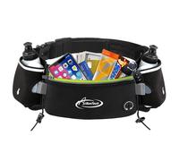 AiRunTech Laufgürtel mit Flaschen, Zero Bounce Design für Laufen, Triathlon, Ironman, Marathon, 10 K, 5 K, Traillänge für die meisten Smartphones(2 x 175 ml) Schwarz