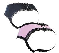 Aishani Sissy Pouch Panties Herren Hipster Panty Spitze Bikini Slip Dessous Unterwäsche für Männer - HW, 2 Stück Mooning (Schwarz, Rosa), Medium