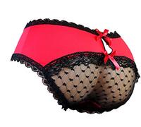 aishani SISSY Pouch Panties Herren Hipster Panty Spitze Bikini Slip Dessous Unterwäsche für Männer - HW, Rot/Ausflug, einfarbig (Getaway Solids), Medium