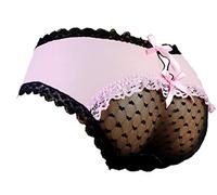 aishani Sissy Pouch Panties Herren Hipster Panty Spitze Bikini Slip Dessous Unterwäsche für Männer - HW, Pink, XXX-Large