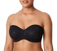 AISILIN Damen Spitze Trägerloser BH Große Brüste Bandeau Minimizer BH mit Bügel Soft Ungefüttert Multiway Schwarz 85G