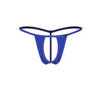 Aislor Herren Slip Hollow Out Micro Panties Low Waist Unterhose Mit Offenem Schritt Brief Durchsichtig Sonderabend Sissy Dessous Unterwäsche Blau L