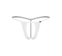 Aislor Herren Slip Hollow Out Micro Panties Low Waist Unterhose Mit Offenem Schritt Brief Durchsichtig Sonderabend Sissy Dessous Unterwäsche Weiß XXL