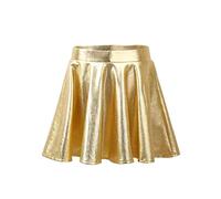 Aislor Mädchen Röcke Skaterrock mit Shorts Glänzende Minirock Kinder Tanzbekleidung Hip Hop Tanzrock High Waist Faltenrock Gr. 110-164 Gold 134-140