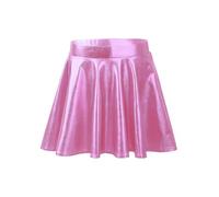Aislor Mädchen Röcke Skaterrock mit Shorts Glänzende Minirock Kinder Tanzbekleidung Hip Hop Tanzrock High Waist Faltenrock Gr. 110-164 Rosa 110-116