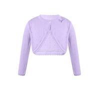 Aislor Mädchen Strickjacke Schulterjacke Jacke Festlich Bolero Spitze Blumen Kinder Jäckchen für Hochzeit Kommunion Taufe Gr. 86-140 C Lila 146-152