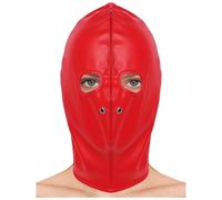Aislor Unisex Mit Einstellbarem Zugseil Kopfabdeckung Offene Augen Und Mund Karneval Rave Weihnachten Maske Vorne Mit Cut Out Rotes B-Weibchen Einheitsgröße