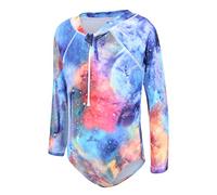 Aisyee Badeanzug Mädchen Langarm Kinder Einteiliger Floral Strand Bademode Sonnenschutz Mädchen Badeanzug 134 140/9-10 Jahre