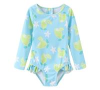 Aisyee Badeanzug Mädchen Langarm Kinder Einteiliger Schwimmanzug Mädchen Bademode 98 104/4-5 Jahre