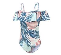 Aisyee Mädchen Badeanzug Kinder Einteiliger Bademode 3-16 Jahre | Off-Shoulder-Design mit Rüschen, luftig & leicht, schnelltrocknend, hautfreundlich, weich & bequem, für Strand, Pool, Urlaub