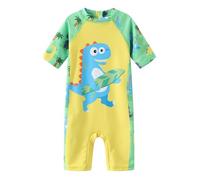 Aisyee UV Kleidung Baby Jungen Badeanzug Kurzarm Kinder Einteiliger Dino Bademode Baby Schwimmanzug Jungen Rashguard 62 68 74/6-12 Monate