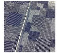 AITAF Baumwollstoffe Jeans Stoff mit Stretch, Gewebter Karierter Denim, für Hose Jacke Rock Robuster Polsterstoff/Bezugsstoff Stoffe zum Nähen Meterware, 150cm breit(Color:Dark Blue)