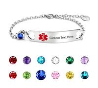 AITENME Medizinisches Alarm-Armband für Damen mit Geburtsstein individuell gravierbares Notfall-ID-Armband aus Edelstahl verstellbare Kette mit Herzanhänger personalisiertes Medizinschmuck September