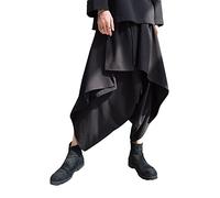 AITFINEISM Herren Casual Rock Hosen Loose Wide Leg Haremshose Japanische Harajuku Kimono Hose, Schwarz 2, Groß