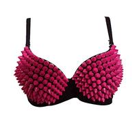 Aiuem Damen reizvolle Büstenhalter-Punk-Leistung Goldmetallische Nieten verzierte Strappy reizvolle BH (M, Rose)