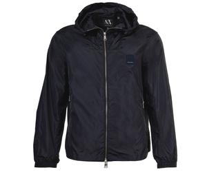 AIX ARMANI EXCHANGE Herren Windjacke - Übergangsjacke mit Kapuze, Blouson, Reißverschluss, Logo Blau 2XL