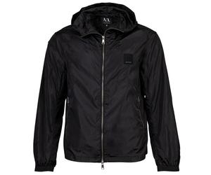 AIX ARMANI EXCHANGE Herren Windjacke - Übergangsjacke mit Kapuze, Blouson, Reißverschluss, Logo Schwarz / XL XL Schwarz