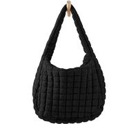 Aiyify Puffer Gesteppte Quilted Tote Bag für Damen, Schwarz, X-Large