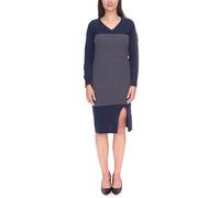 AjC Damen Pullover-Kleid gestreift Midi-Kleid Strick-Kleid 10089317 Blau 34